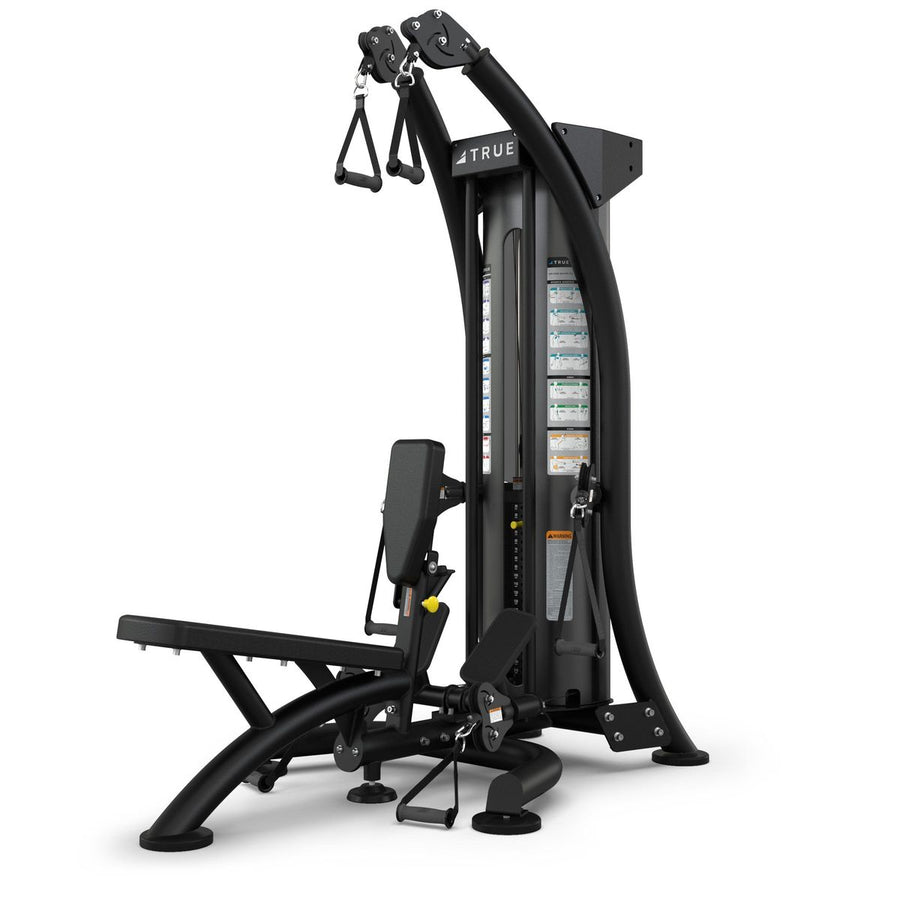 3D render of Online Fitness Depot combo lat pulldown and low row machine for strength training and back exercises.