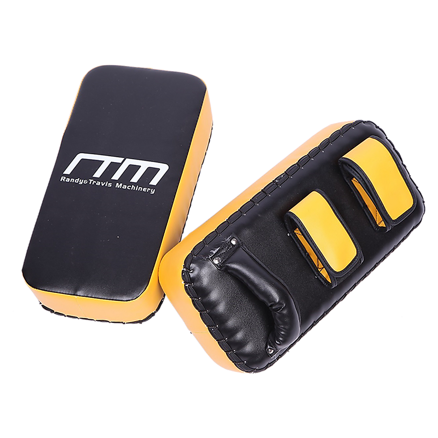 Thai pads kickboxing punching shield used for martial arts training, featuring a padded surface and adjustable straps for online fitness depot.