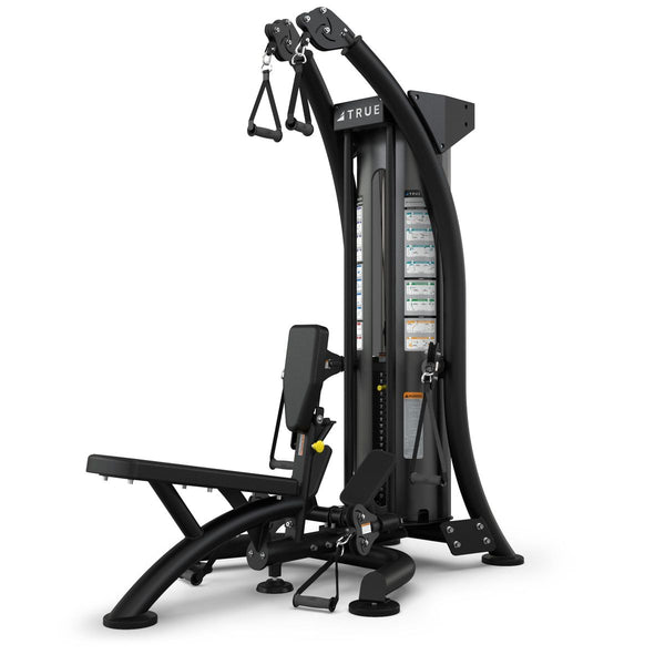 3D render of Online Fitness Depot combo lat pulldown and low row machine for strength training and back exercises.
