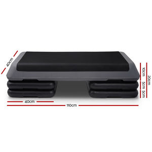 Everfit 3-level aerobic exercise stepper with 110cm platform for home gym workouts, featuring non-slip surface and sturdy build
