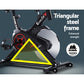 Black Everfit spin bike exercise bike with flywheel, digital display, and adjustable seat for home gym fitness workouts.