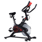 Black Everfit spin bike with adjustable seat and handlebars, flywheel, digital display, ideal for home gym cardio workouts