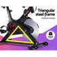 Black Everfit spin bike with adjustable flywheel and handlebars, ideal for home gym cardio workouts.