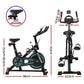 Black Everfit spin bike with 10kg flywheel for home gym workouts, featuring a sturdy design and 150kg capacity.