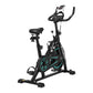 Black Everfit spin bike with 10kg flywheel, digital display, and sturdy frame for home gym workouts.