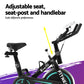 Black Everfit spin bike with 10kg flywheel and digital display, designed for home gym use, supports up to 150kg weight capacity.