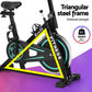 Black Everfit spin bike with 10kg flywheel, designed for home gym use, supporting up to 150kg weight capacity.