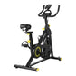 Black Everfit spin bike with adjustable seat and handlebars, digital display, and Bluetooth connectivity for cardio workouts.