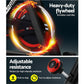 Black Everfit spin bike with adjustable seat and handlebars, flywheel for indoor cycling cardio workout at home.
