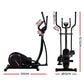 Black Everfit exercise bike and elliptical cross trainer with LCD display for home gym workouts, by Online Fitness Depot.