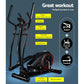 Black Everfit exercise bike elliptical cross trainer with LCD display for home gym fitness, showing the machine's console and frame.