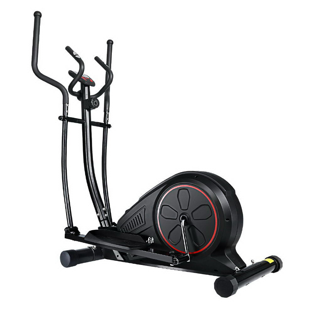 Black Everfit exercise bike elliptical cross trainer with LCD display, designed for home gym fitness workouts.