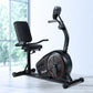 Black Everfit magnetic recumbent exercise bike with adjustable resistance and digital display for home gym cardio workouts.