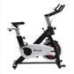 Everfit 15kg flywheel spin bike with 120kg capacity, black exercise bike for home gym fitness, shown from side view.