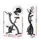 Black Everfit folding exercise bike with magnetic resistance, compact indoor cycling bike for cardio workouts.