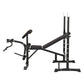Black Everfit 10-in-1 weight bench with adjustable backrest and leg support, suitable for home gym workouts and weightlifting.