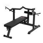 Black Everfit chest press machine with folding design and independent arms, ideal for home gym fitness workouts.