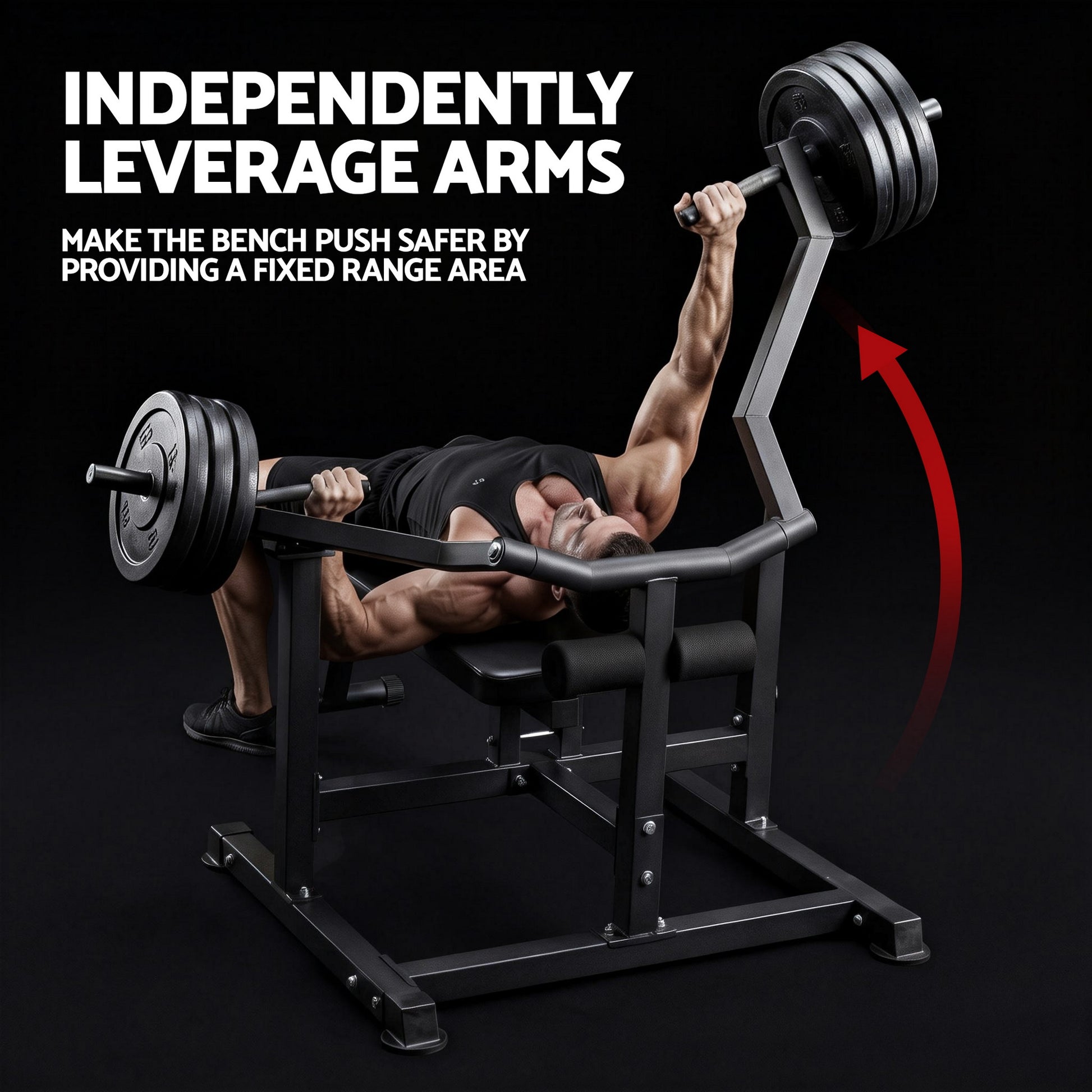 Black Everfit Chest Press Machine with independent arms, folding home gym equipment for strength training, by Online Fitness Depot.