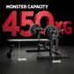 Black Everfit chest press machine with folding workout bench and independent arms, suitable for home gym exercise routines.