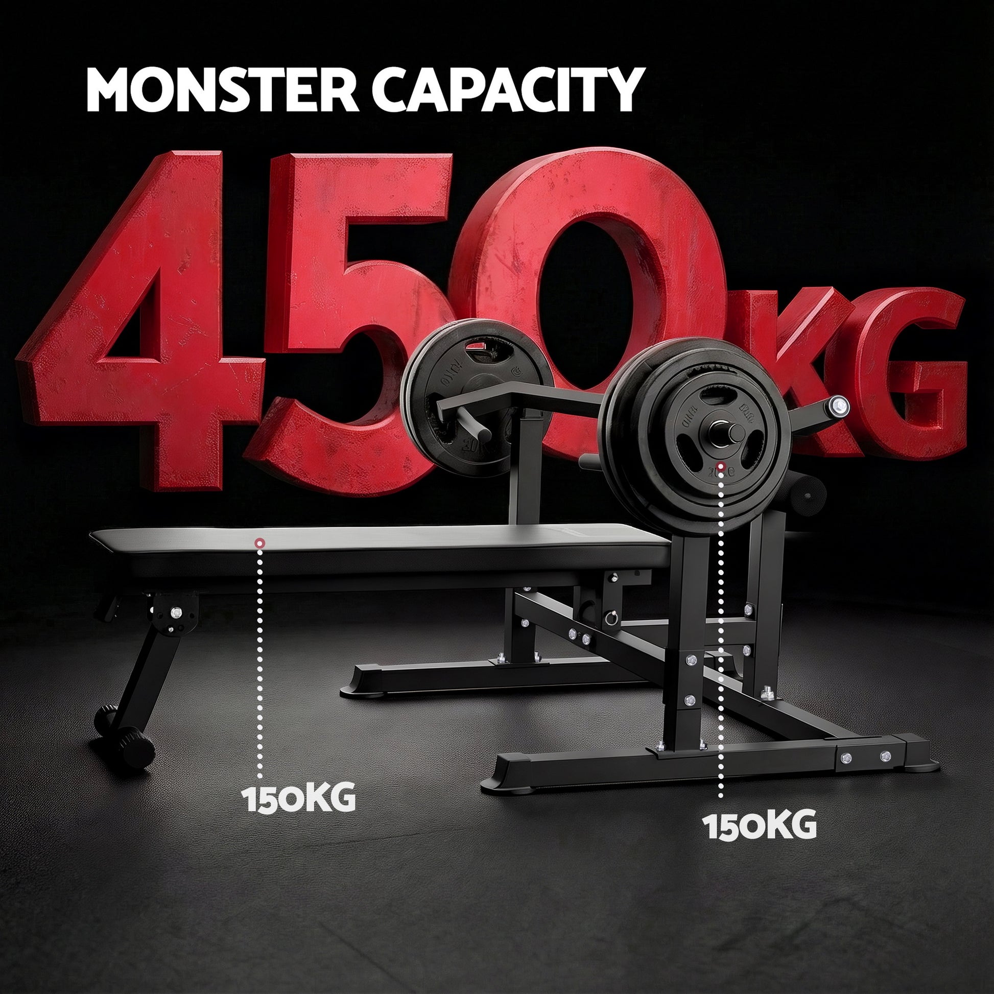 Black Everfit chest press machine with folding workout bench and independent arms, suitable for home gym exercise routines.