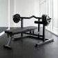 Everfit chest press machine with black folding workout bench and independent arms for home gym exercise, fitness, and strength training.