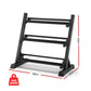 Black Everfit 3-tier dumbbell rack for home gym, heavy-duty weight storage, holds up to 300kg, sturdy fitness equipment organizer