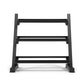 Black Everfit 3-tier dumbbell rack for home gym, heavy-duty weight storage, supports up to 300kg capacity, from Online Fitness Depot.