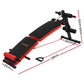 Foldable Everfit weight bench for sit-ups and presses, black gym equipment with adjustable backrest, ideal for home fitness workouts.