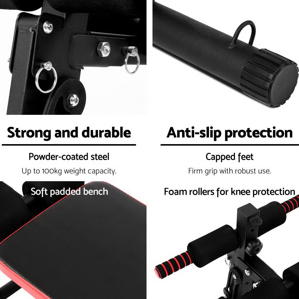 Foldable Everfit weight bench for sit-ups and presses, suitable for home gym workouts, by Online Fitness Depot.