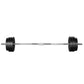 Everfit 58kg barbell set with weight plates on a barbell for weightlifting, shown with a 168cm exercise bench.