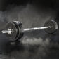 Everfit 58kg barbell set with weight plates and bar on a lifting bench for strength training and gym workouts.