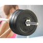 Everfit 68kg barbell set with weight plates and bar for weightlifting, shown with a bench for gym and fitness training.