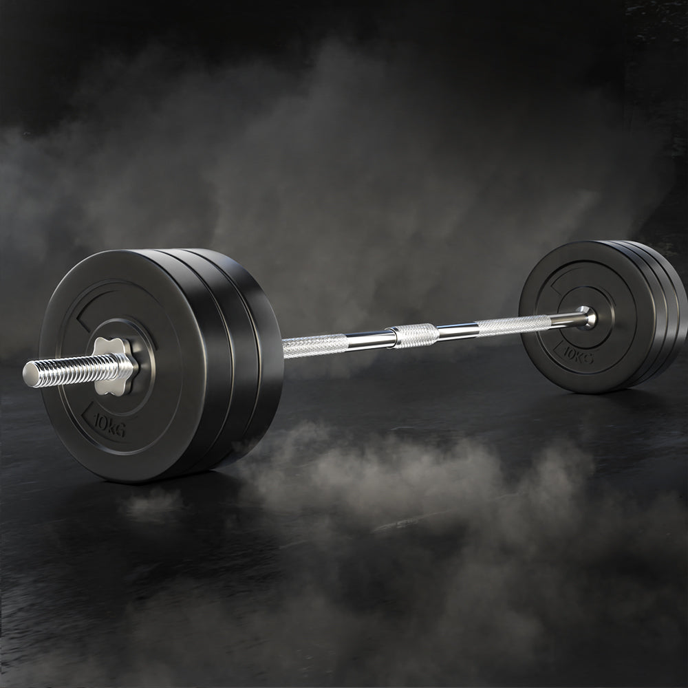 Online Fitness Depot Everfit 68kg barbell set with weight plates and bar for gym and strength training exercises.