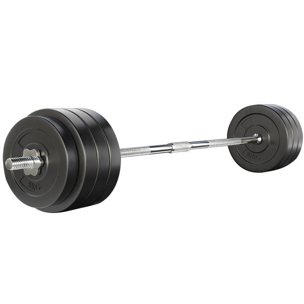 Everfit 78kg barbell set with weight plates on a bar, suitable for gym and strength training exercises.