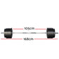 Everfit 78kg barbell set with weight plates on a barbell, suitable for weightlifting and gym exercises, on an exercise bench.