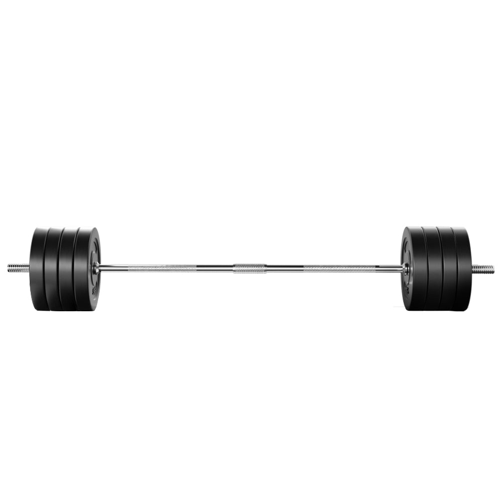 Everfit 88kg barbell set with weight plates and bar, suitable for gym and weightlifting exercises on a 168cm bench