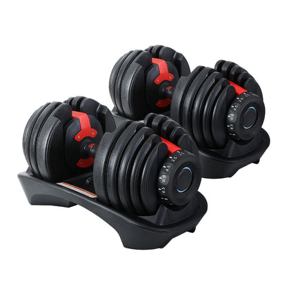 Set of two Everfit 24kg adjustable dumbbell weight plates for home gym, made for strength training and free weight exercises.