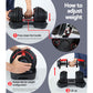 Pair of Everfit 24kg adjustable dumbbell weight plates for home gym, black metal with grip holes, two pieces included.