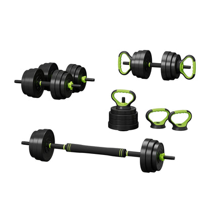Everfit 25kg adjustable dumbbells set with weight plates and barbells for gym and fitness workouts, from Online Fitness Depot.