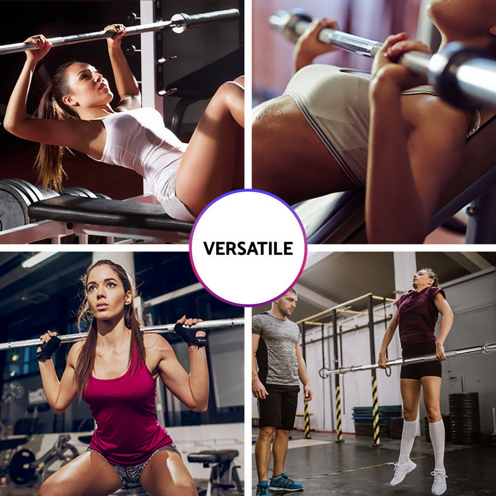 Olympic-style Everfit barbell weightlifting bar with black finish, 120cm length, suitable for gym fitness and free weight exercises.
