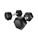 Pair of Everfit 20kg hex dumbbells for weight lifting and gym workouts, featuring durable metal construction and ergonomic handles.