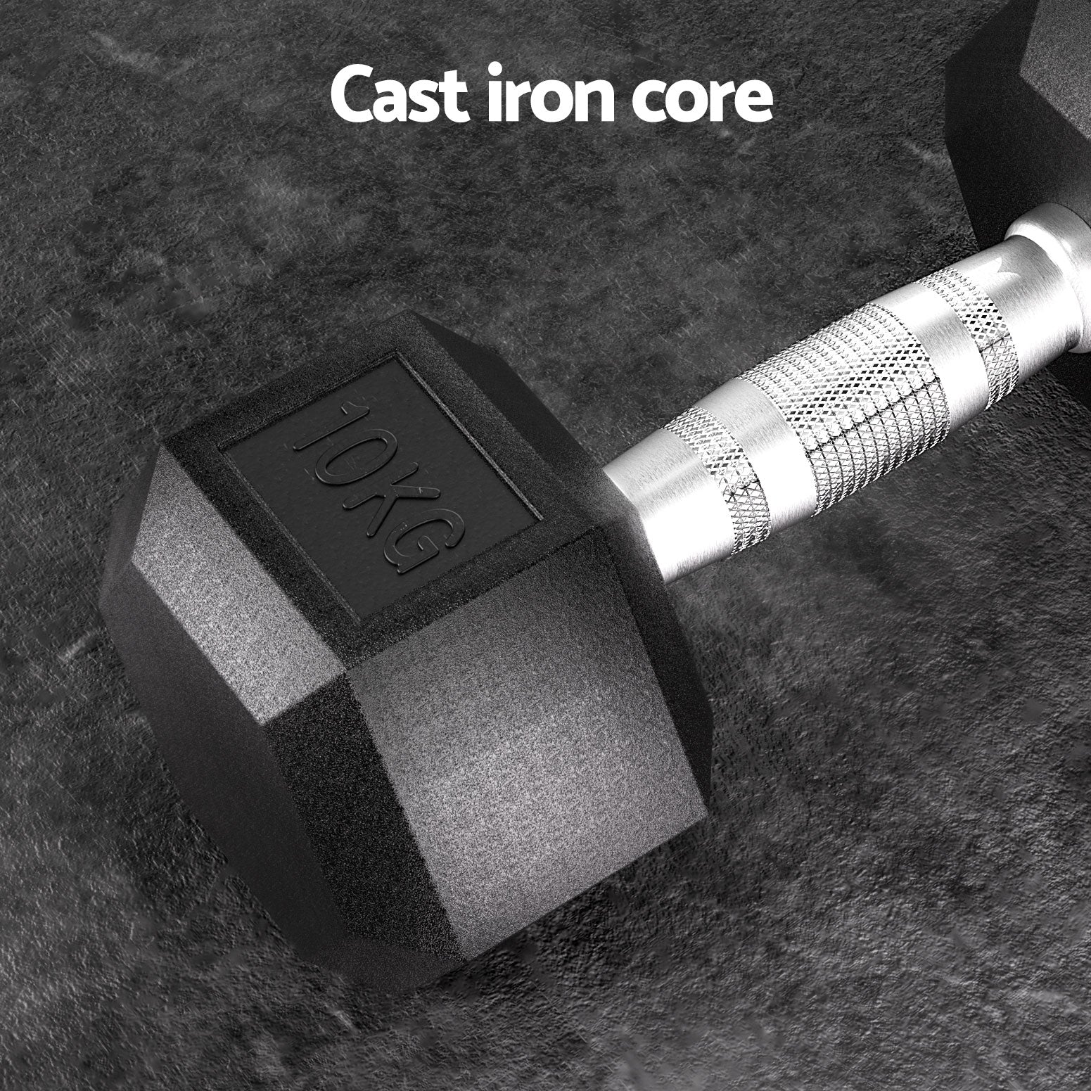 Set of Everfit 20kg hex dumbbells with black grips, ideal for gym workouts and strength training in a fitness or exercise setting.