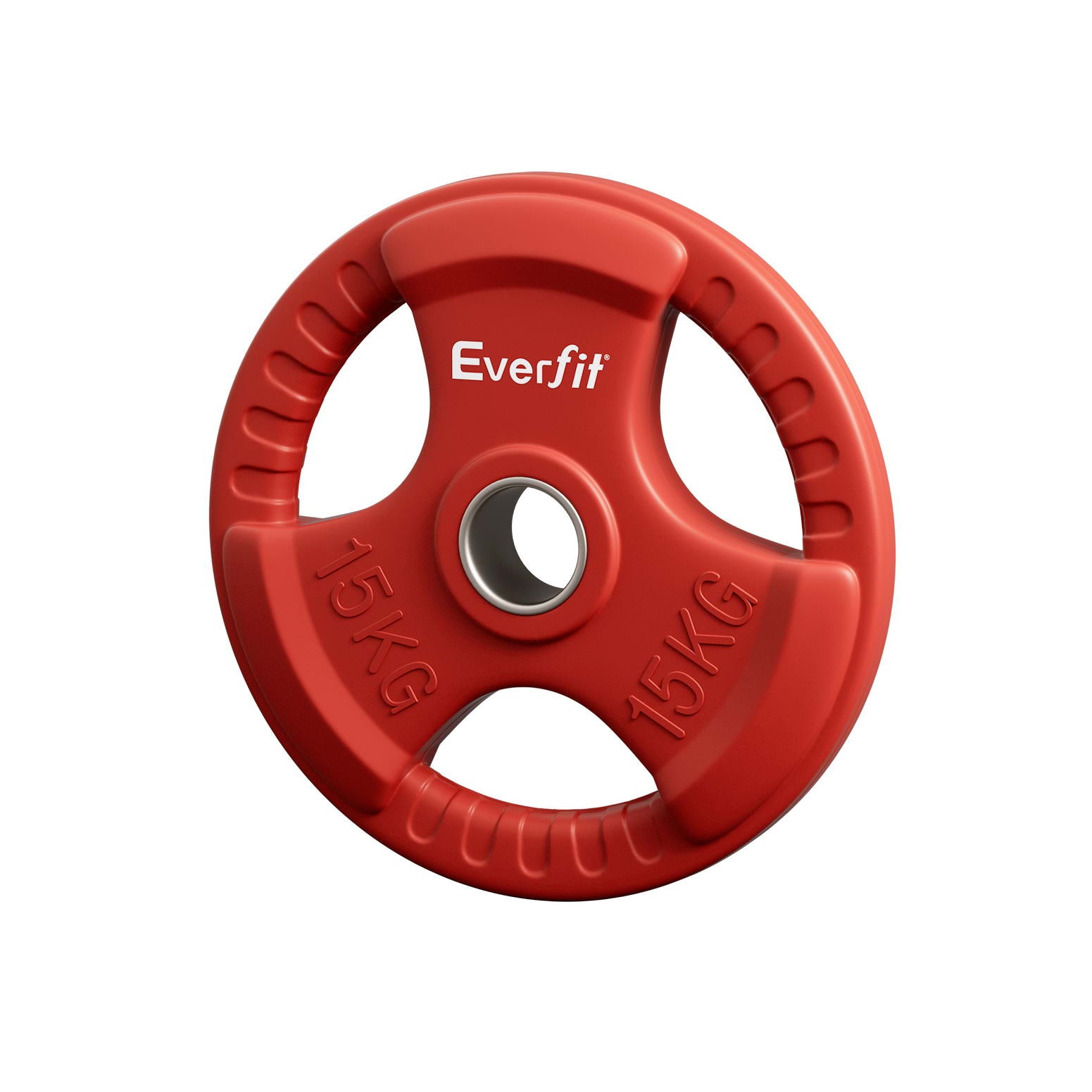 Red 15kg Everfit Olympic weight plate for dumbbell and barbell, ideal for home gym weight lifting by Online Fitness Depot