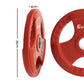 Red Everfit 15kg Olympic weight plate for dumbbell and barbell training, ideal for home gym weight lifting equipment.