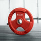 Red 15kg Everfit Olympic weight plates for dumbbell and barbell workouts, ideal for home gym strength training.