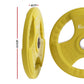 Yellow 20kg Everfit Olympic weight plates for dumbbells and barbells, ideal for home gym weight lifting and strength training.