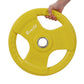 Yellow 20kg Olympic weight plates from Everfit, suitable for barbell and dumbbell weight lifting in home gym settings.