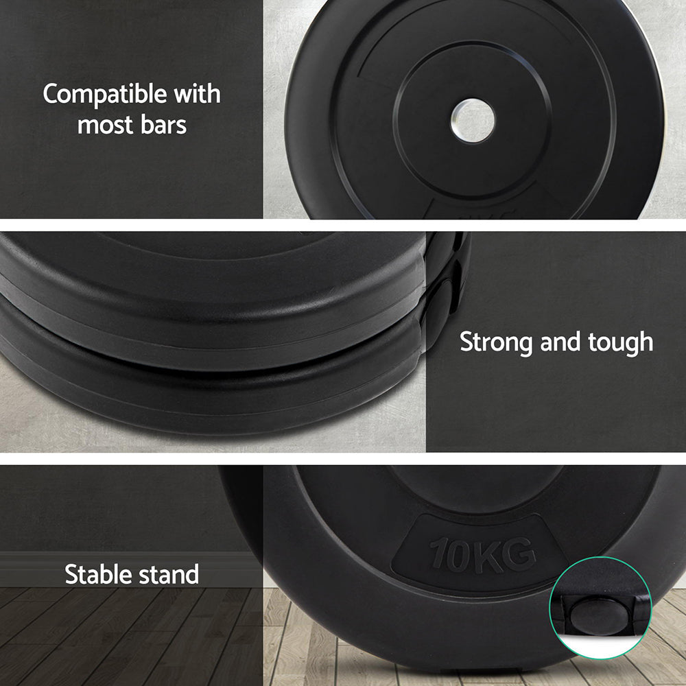 Everfit 30kg barbell weight plates for home gym, featuring durable, standard fitness free weights for strength training exercises.