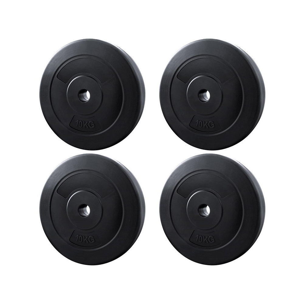 Everfit 40kg barbell weight plates for home gym, black cast iron free weights for strength training and fitness exercises.
