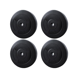 Everfit 40kg barbell weight plates for home gym, black cast iron free weights for strength training and fitness exercises.